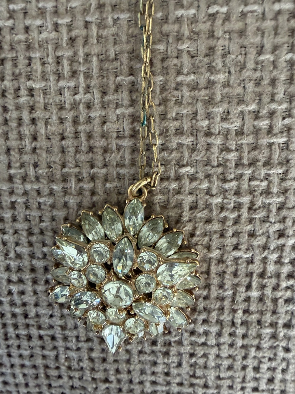 Gold-Tone Clear Crystal Floral Pendant Necklace - Women Jewelry
